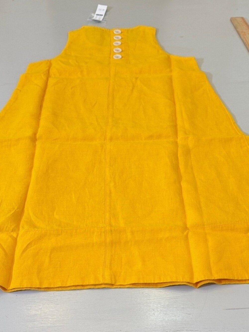 J.Crew Maxine Linen Button-Back Dress XXS Petite Yellow Sleeveless NWT Flawed - Picture 12 of 13